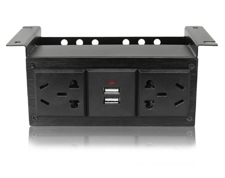 Under Office Under Desk Power Strip With USB Charger , Desk Mounted Power Socket Outlet