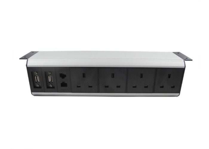 ROHS Under Desk Power Strip Outlet , UK Under Desk Mounted Power Sockets With USB Charging