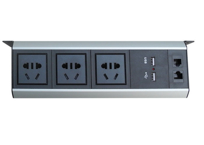 Universal Under Desk Power Strip Outlet With 2*USB Charger / 1*LAN