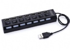 LED light display usb splitter 2.0 hub hub 7 port with independent switch usb converter multi-interface