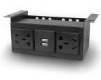 Under Office Under Desk Power Strip With USB Charger , Desk Mounted Power Socket Outlet