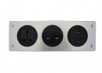 Black / Silver Desktop Power And Data Outlets For Workstation With Universal Power