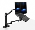 Black Notebook LCD Stand / Dual Computer Stand Lift Rotation Increase Bracket