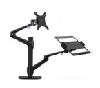 Black Notebook LCD Stand / Dual Computer Stand Lift Rotation Increase Bracket