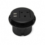 Smart British Furniture AC Black Round Power Socket Embedded Installation