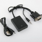 Hdmi Adapter Junction  Cable Cubby Box Vga Turn Converter With Audio / Power Supply