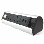 Desktop Rack Mount Power Strip , Desk Mounted Power Sockets Electroplate Surface Treated