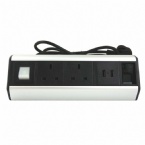 Desktop Rack Mount Power Strip , Desk Mounted Power Sockets Electroplate Surface Treated